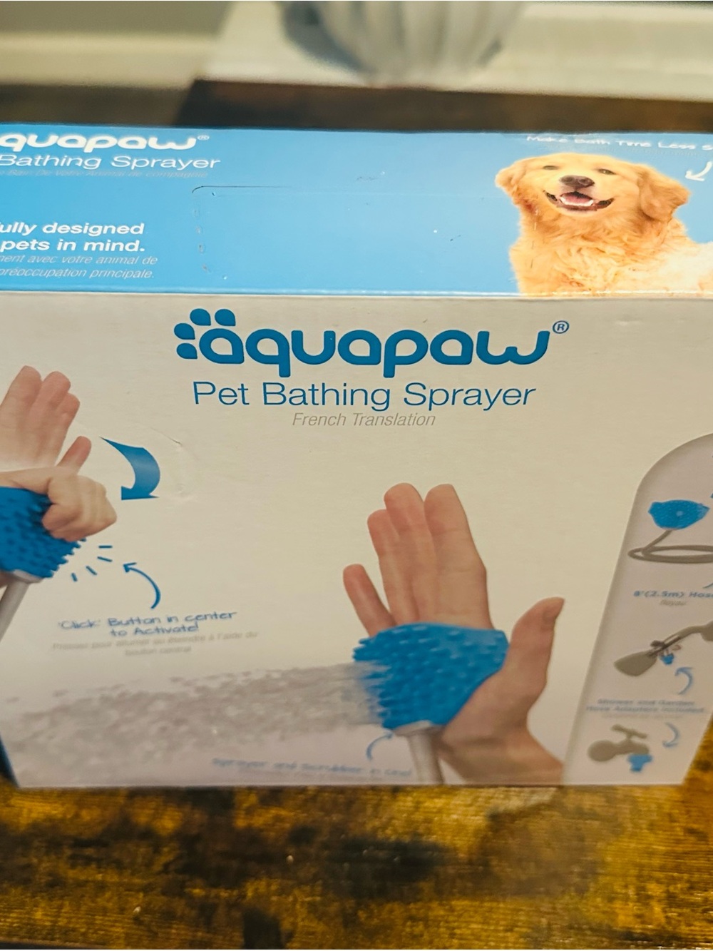 aquapaw Pet Bathing Sprayer - Blue and Self Cleaning Brush